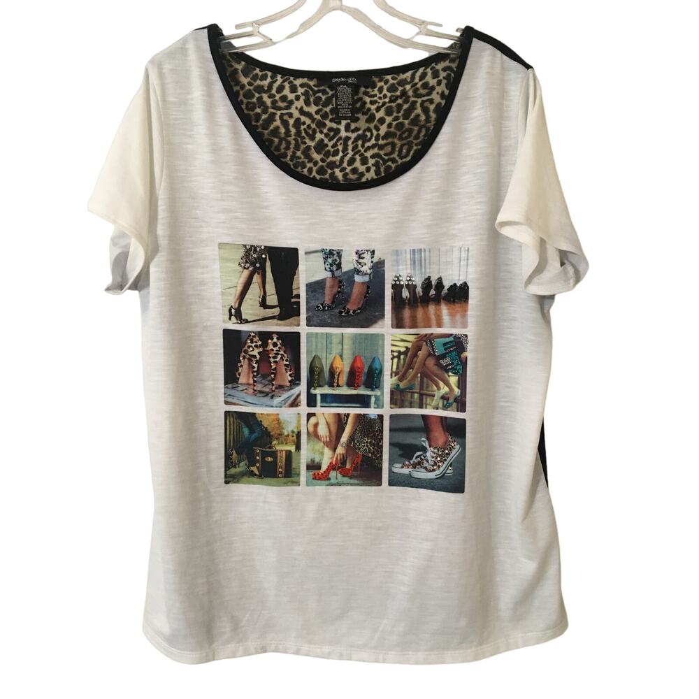 Style & Company PXL Top Rhinestones On Shoes & Bag, Black & Leopard Print Back
